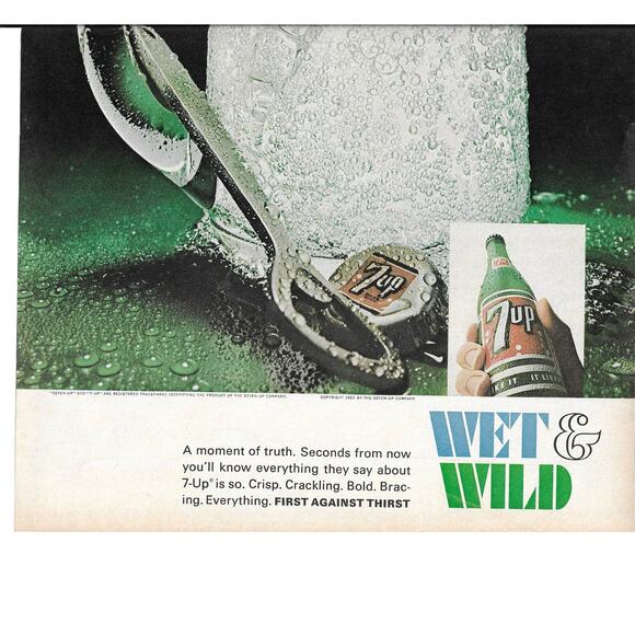 Vintage Print Ad 1967 7Up Wet & Wild - Picture 3 of 3